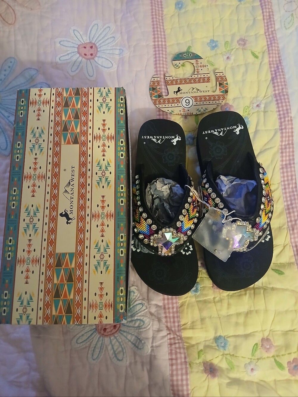 Montana West Black Crystal-Embellished Women's Sandals